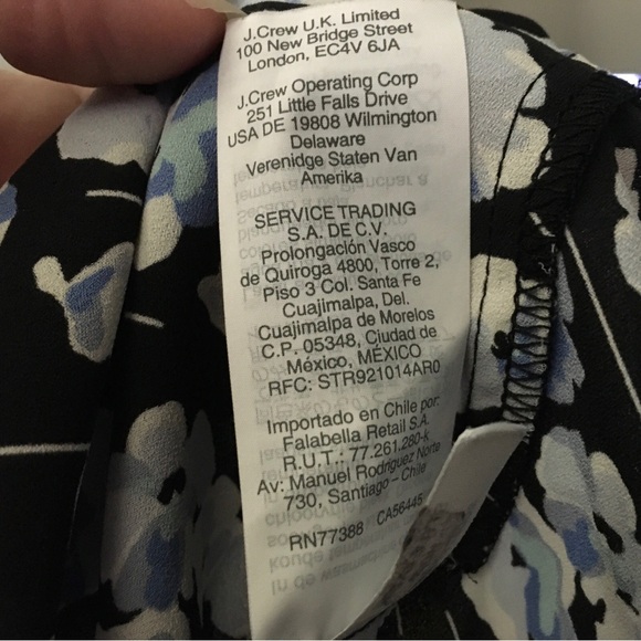 J Crew Women's Floral Print Long Sleeve V Neck Blouse Blue White Size XS - Picture 8 of 8